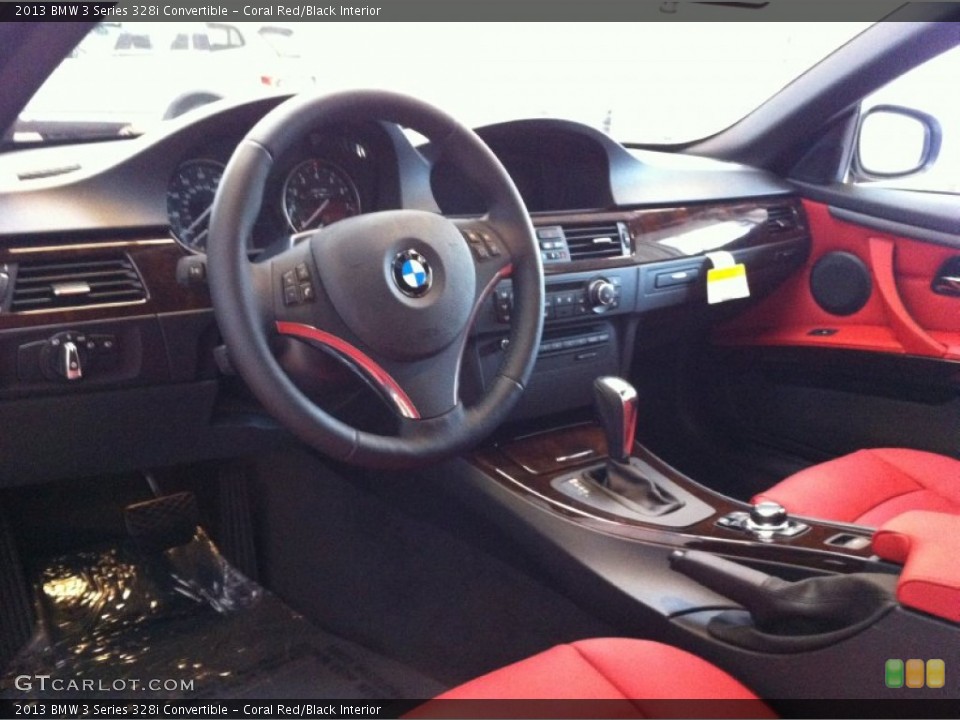 Coral Red/Black Interior Prime Interior for the 2013 BMW 3 Series 328i Convertible #71032226
