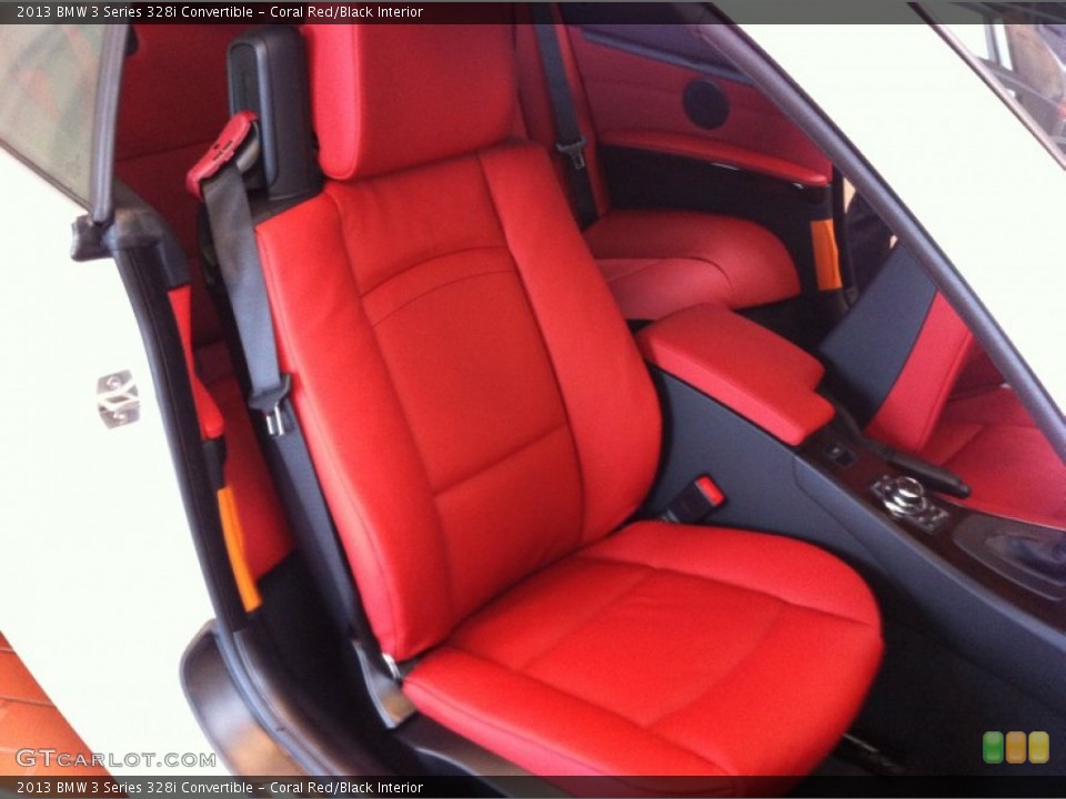 Coral Red/Black Interior Front Seat for the 2013 BMW 3 Series 328i Convertible #71032239