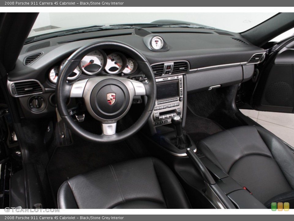 Black/Stone Grey 2008 Porsche 911 Interiors