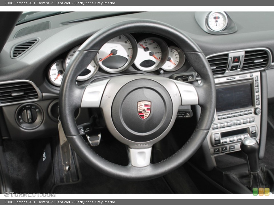 Black/Stone Grey Interior Steering Wheel for the 2008 Porsche 911 Carrera 4S Cabriolet #71046212