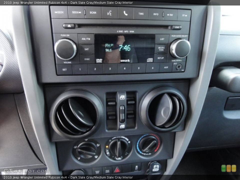Dark Slate Gray/Medium Slate Gray Interior Controls for the 2010 Jeep Wrangler Unlimited Rubicon 4x4 #71074015