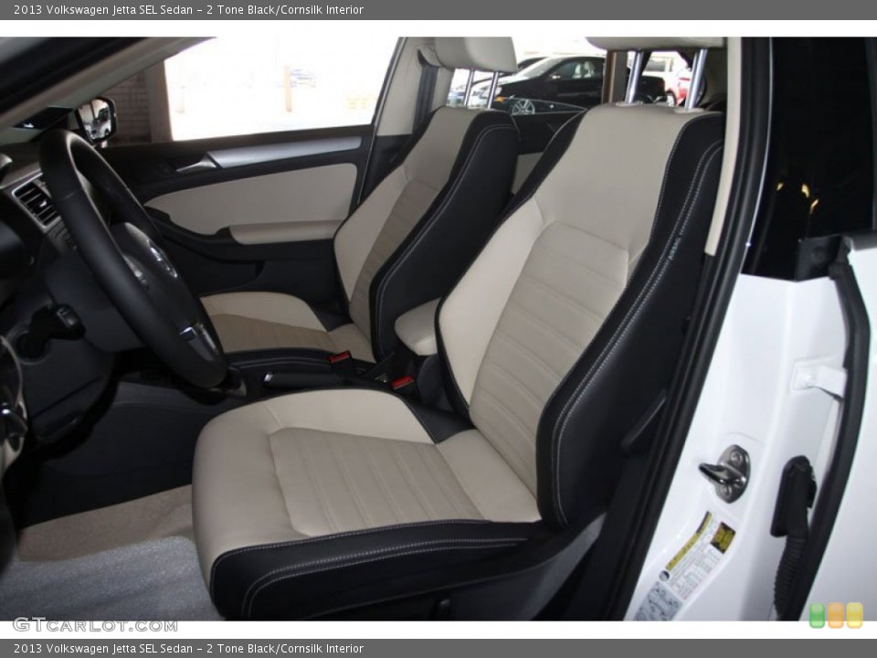 2 Tone Black/Cornsilk Interior Front Seat for the 2013 Volkswagen Jetta SEL Sedan #71080522