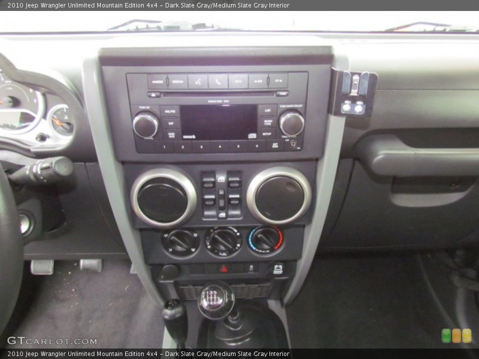 Dark Slate Gray/Medium Slate Gray Interior Controls for the 2010 Jeep Wrangler Unlimited Mountain Edition 4x4 #71108146