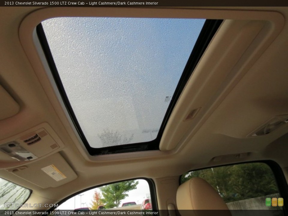 Light Cashmere/Dark Cashmere Interior Sunroof for the 2013 Chevrolet Silverado 1500 LTZ Crew Cab #71108885