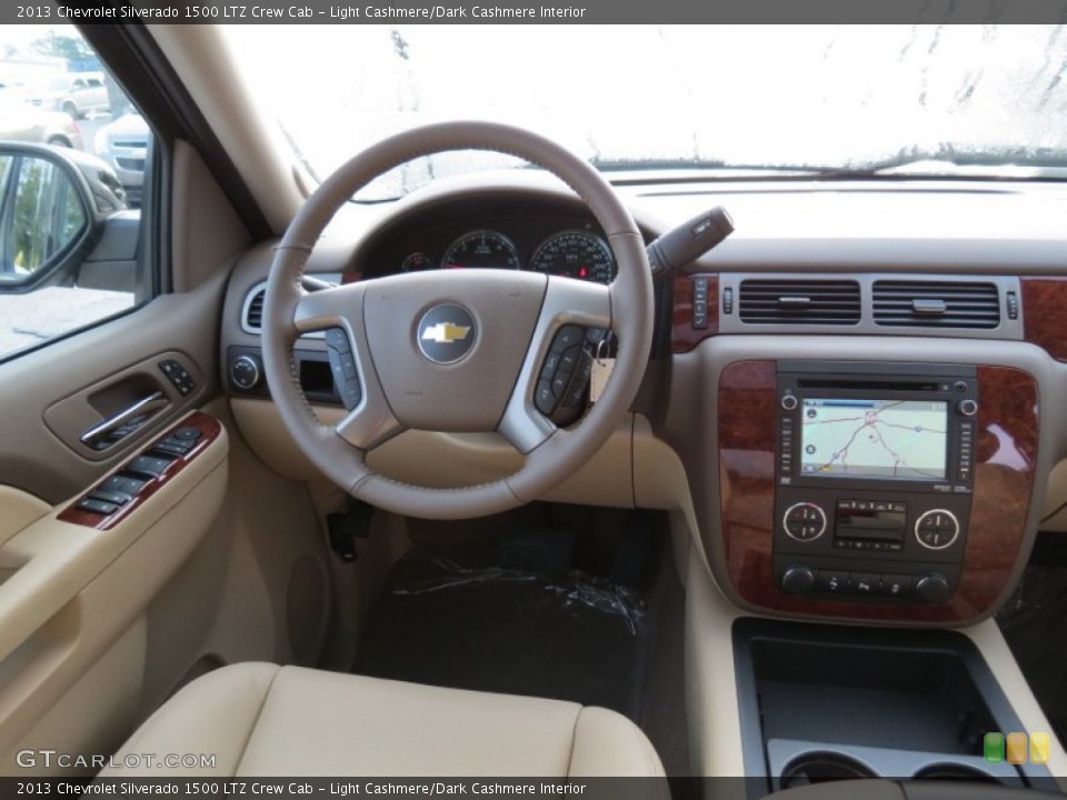 Light Cashmere/Dark Cashmere Interior Dashboard for the 2013 Chevrolet Silverado 1500 LTZ Crew Cab #71108906