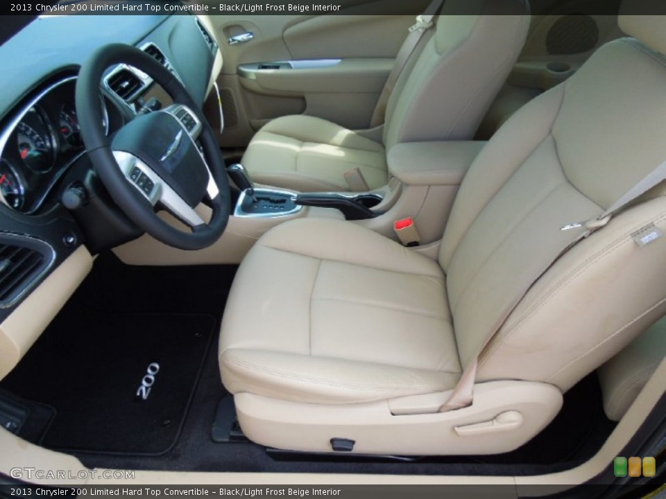 Black/Light Frost Beige Interior Front Seat for the 2013 Chrysler 200 Limited Hard Top Convertible #71113569