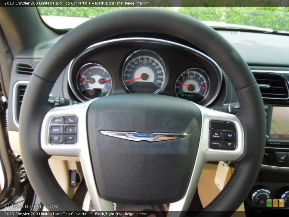 Black/Light Frost Beige Interior Steering Wheel for the 2013 Chrysler 200 Limited Hard Top Convertible #71113622