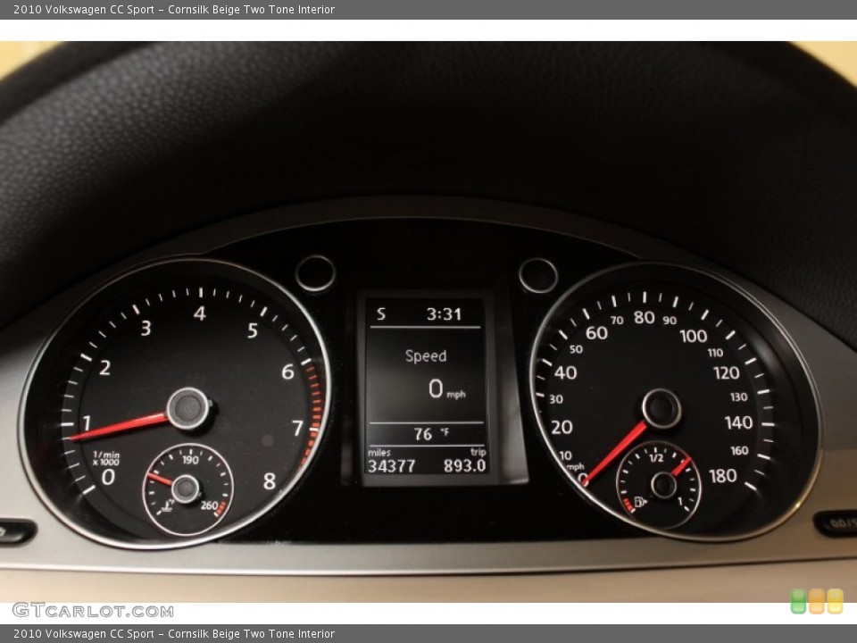Cornsilk Beige Two Tone Interior Gauges for the 2010 Volkswagen CC Sport #71128805