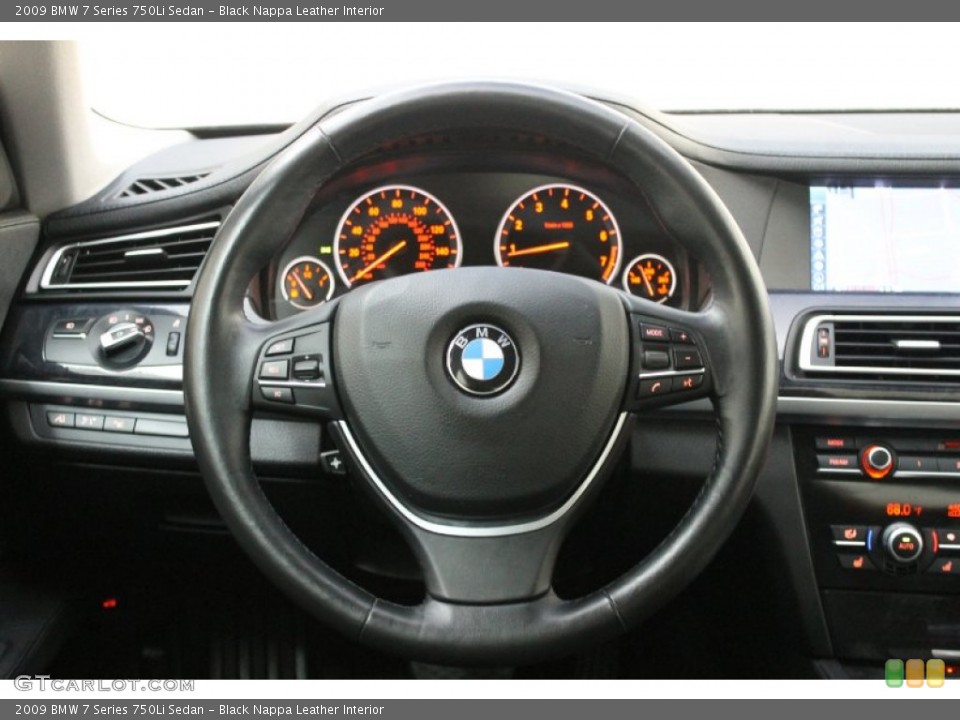 Black Nappa Leather Interior Steering Wheel for the 2009 BMW 7 Series 750Li Sedan #71136858