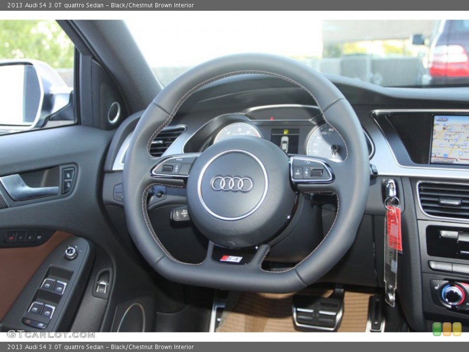 Black/Chestnut Brown Interior Steering Wheel for the 2013 Audi S4 3.0T quattro Sedan #71145024