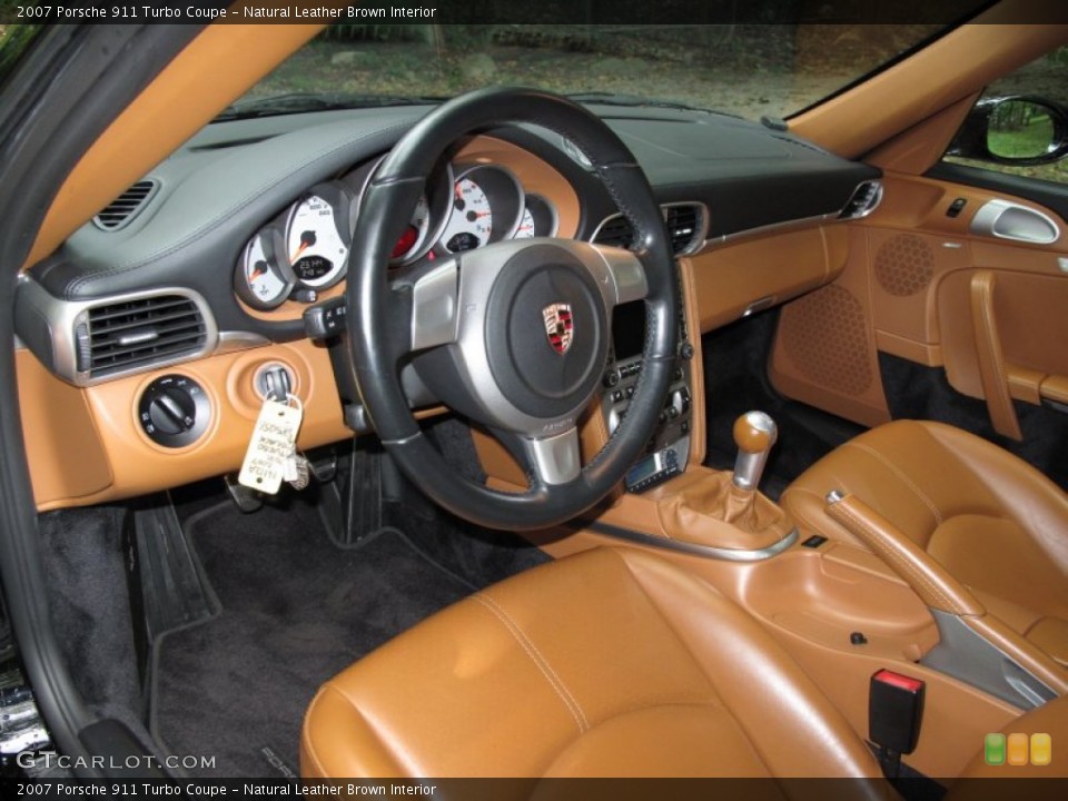 Natural Leather Brown Interior Prime Interior for the 2007 Porsche 911 Turbo Coupe #71155392