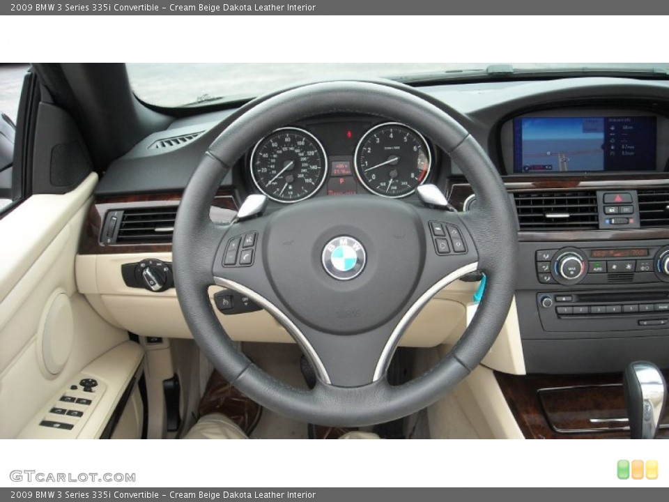 Cream Beige Dakota Leather Interior Steering Wheel for the 2009 BMW 3 Series 335i Convertible #71174136