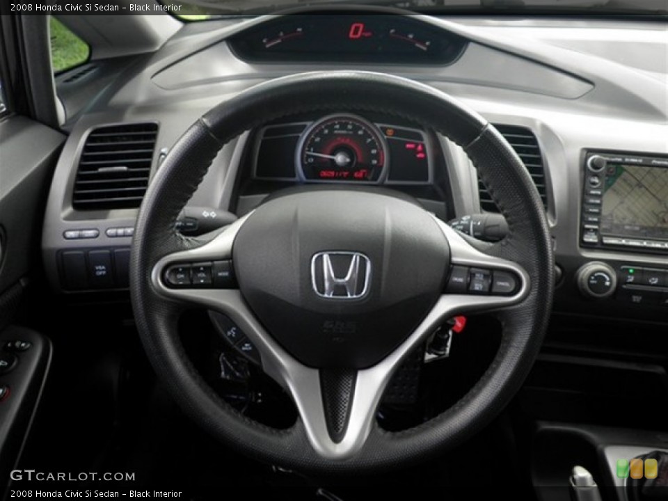 Black Interior Steering Wheel for the 2008 Honda Civic Si Sedan #71208220