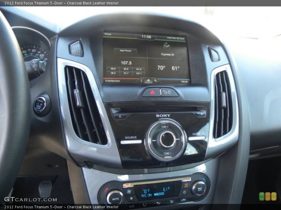 Charcoal Black Leather Interior Controls for the 2012 Ford Focus Titanium 5-Door #71257089