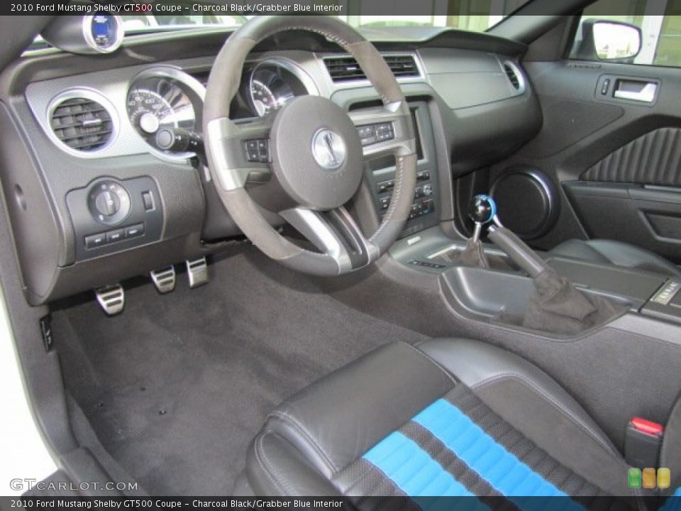 Charcoal Black/Grabber Blue 2010 Ford Mustang Interiors