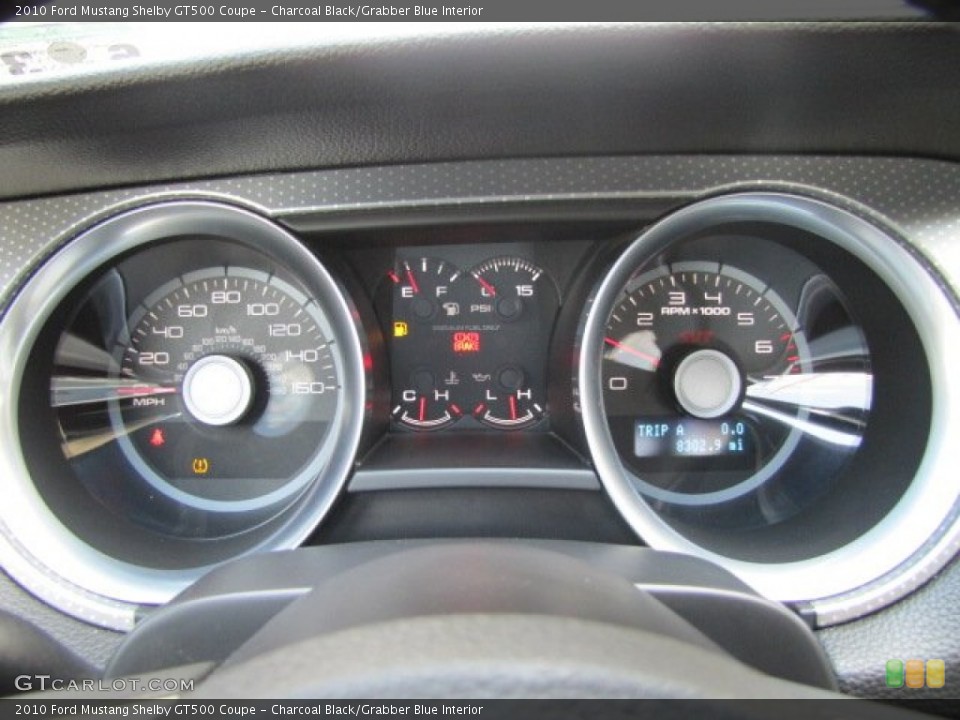 Charcoal Black/Grabber Blue Interior Gauges for the 2010 Ford Mustang Shelby GT500 Coupe #71262736