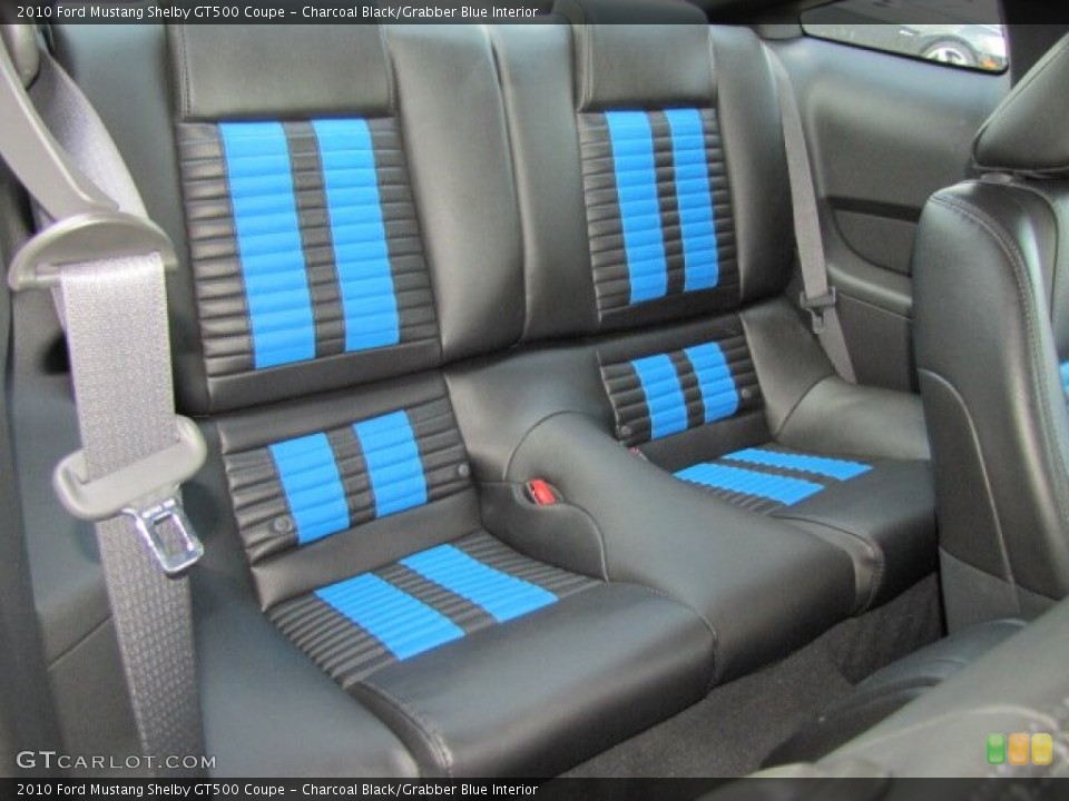 Charcoal Black/Grabber Blue Interior Rear Seat for the 2010 Ford Mustang Shelby GT500 Coupe #71262805