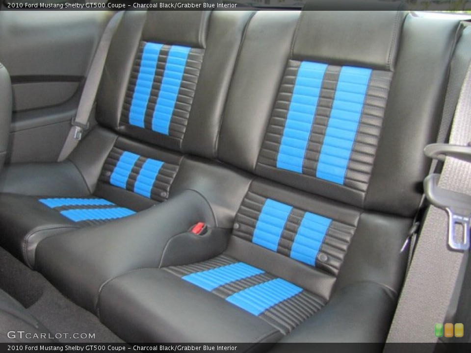 Charcoal Black/Grabber Blue Interior Rear Seat for the 2010 Ford Mustang Shelby GT500 Coupe #71262853