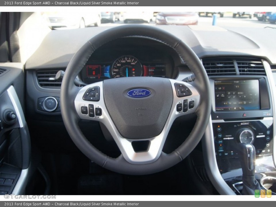 Charcoal Black/Liquid Silver Smoke Metallic Interior Steering Wheel for the 2013 Ford Edge Sport AWD #71275906
