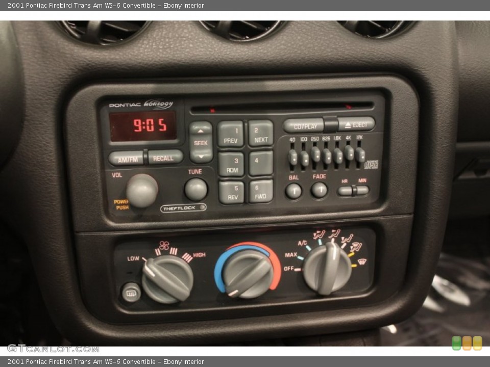 Ebony Interior Controls for the 2001 Pontiac Firebird Trans Am WS-6 Convertible #71275921