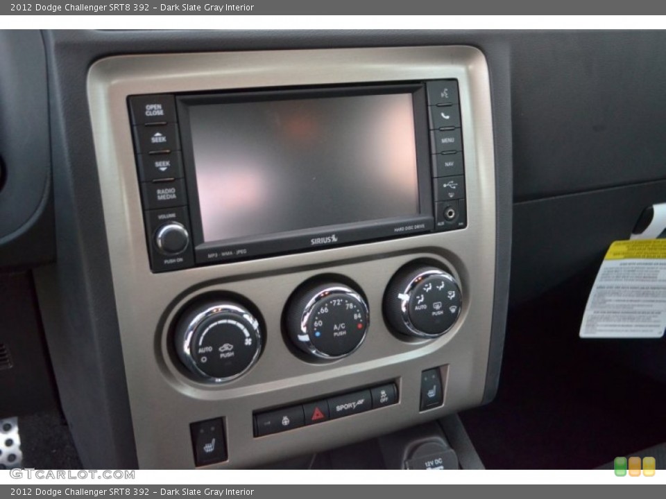 Dark Slate Gray Interior Controls for the 2012 Dodge Challenger SRT8 392 #71335972