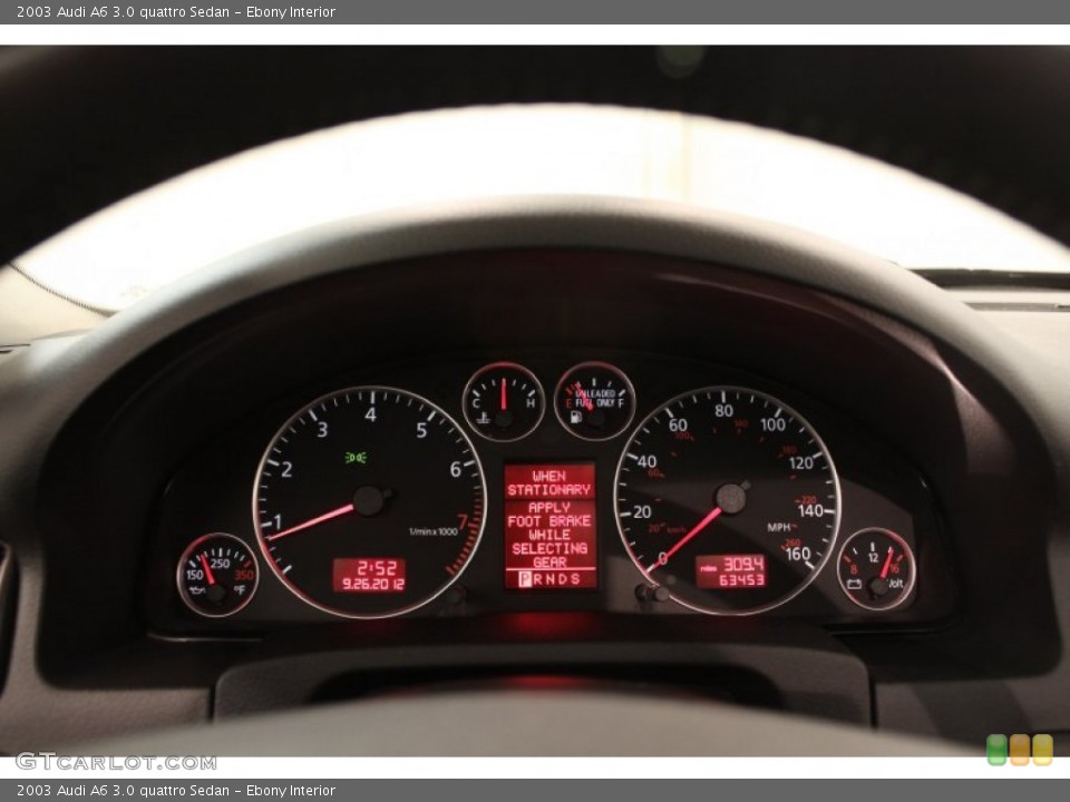 Ebony Interior Gauges for the 2003 Audi A6 3.0 quattro Sedan #71381518