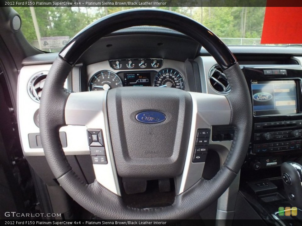 Platinum Sienna Brown/Black Leather Interior Steering Wheel for the 2012 Ford F150 Platinum SuperCrew 4x4 #71389789