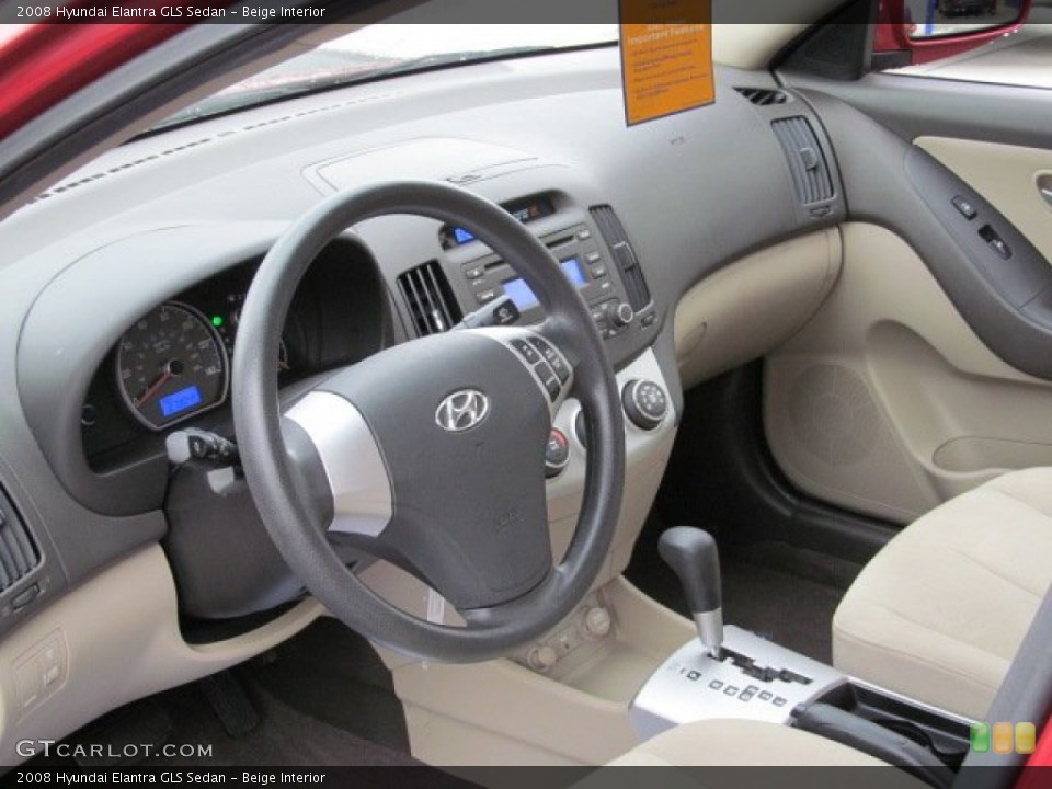 Beige Interior Dashboard for the 2008 Hyundai Elantra GLS Sedan #71427452