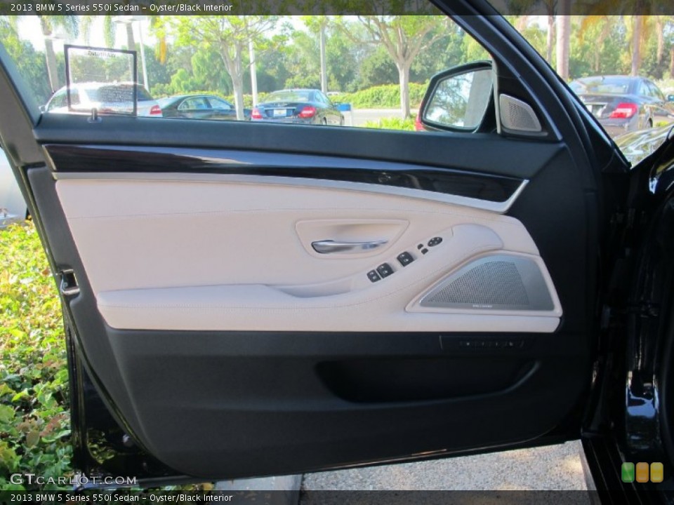 Oyster/Black Interior Door Panel for the 2013 BMW 5 Series 550i Sedan #71573588