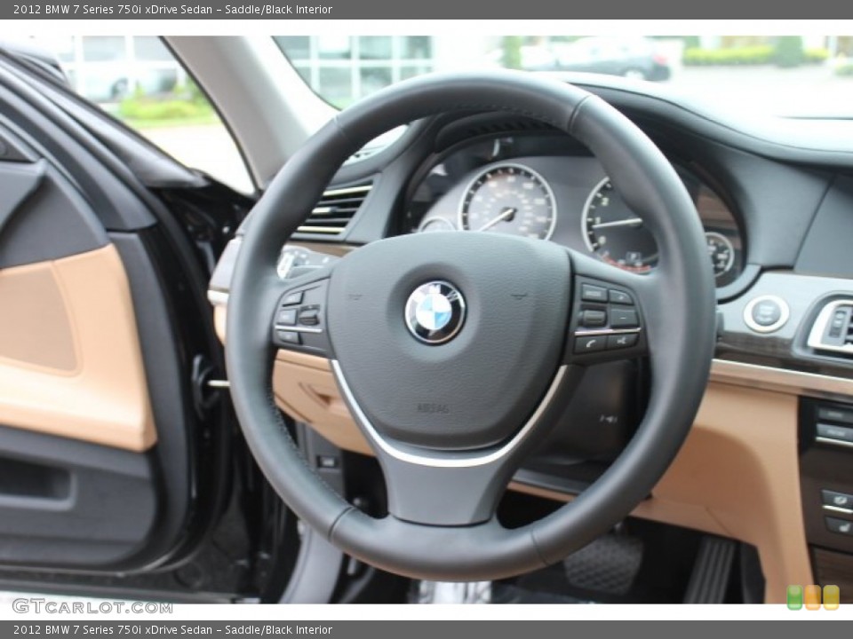 Saddle/Black Interior Steering Wheel for the 2012 BMW 7 Series 750i xDrive Sedan #71575225