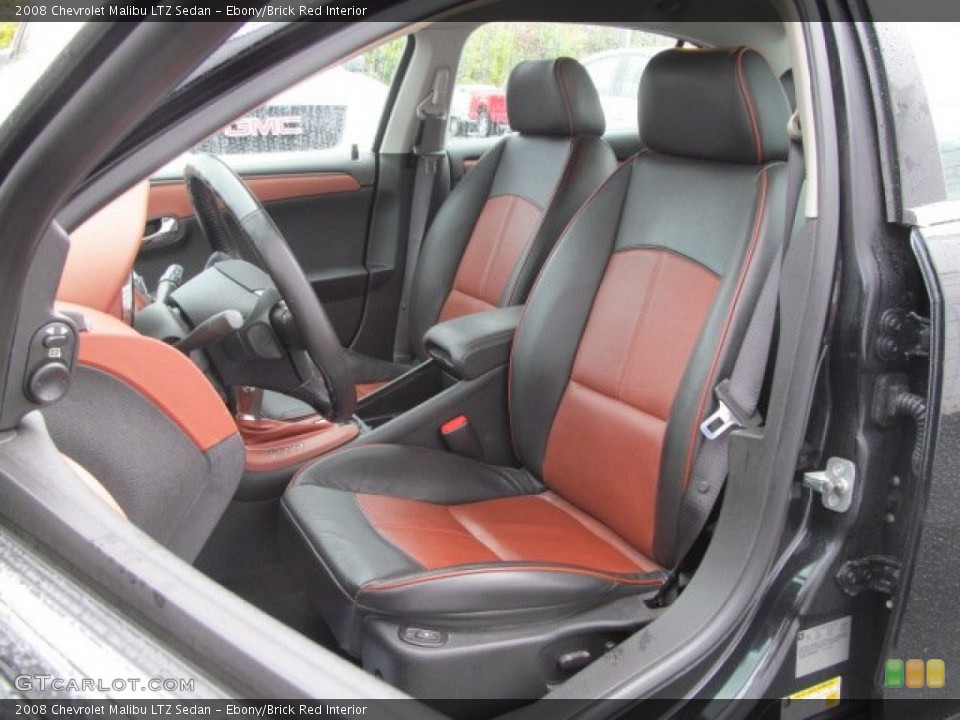 Ebony/Brick Red Interior Front Seat for the 2008 Chevrolet Malibu LTZ Sedan #71578364