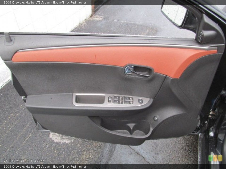 Ebony/Brick Red Interior Door Panel for the 2008 Chevrolet Malibu LTZ Sedan #71578391