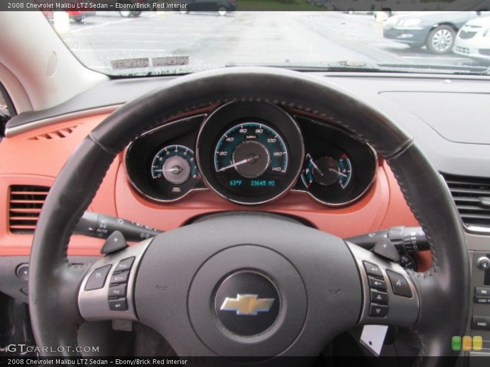 Ebony/Brick Red Interior Steering Wheel for the 2008 Chevrolet Malibu LTZ Sedan #71578448