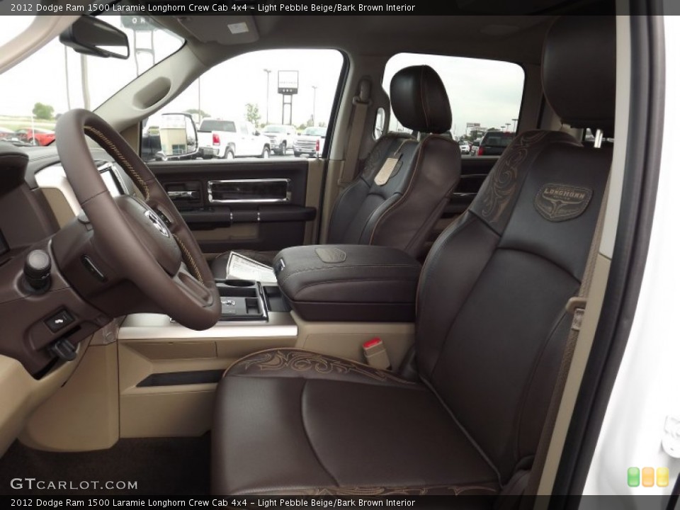 Light Pebble Beige/Bark Brown Interior Front Seat for the 2012 Dodge Ram 1500 Laramie Longhorn Crew Cab 4x4 #71587521