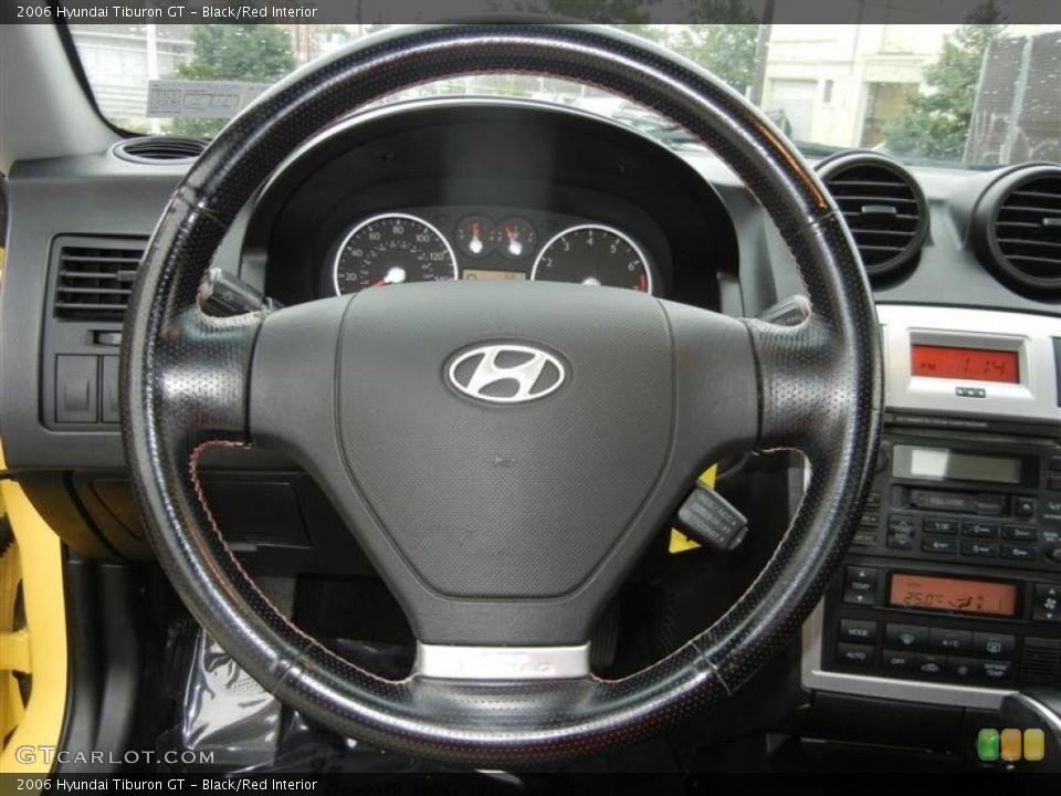 Black/Red Interior Steering Wheel for the 2006 Hyundai Tiburon GT #71588274