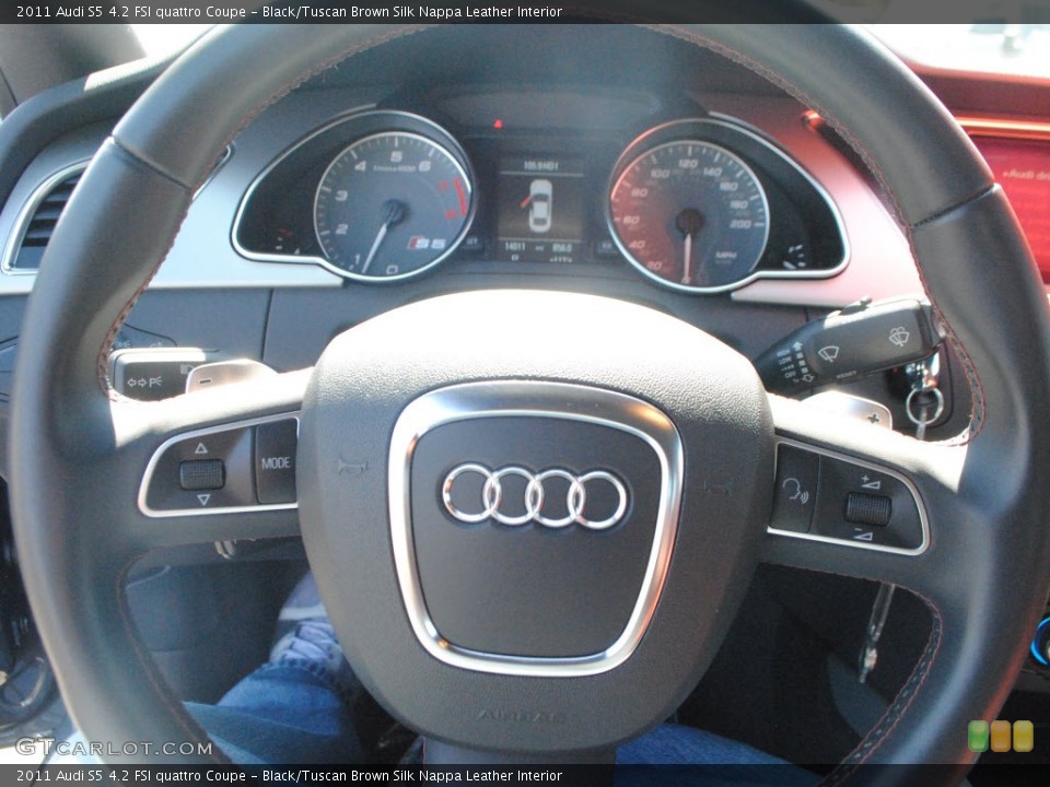 Black/Tuscan Brown Silk Nappa Leather Interior Steering Wheel for the 2011 Audi S5 4.2 FSI quattro Coupe #71596219