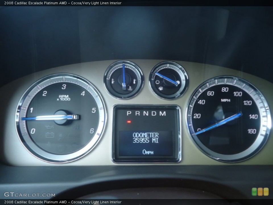 Cocoa/Very Light Linen Interior Gauges for the 2008 Cadillac Escalade Platinum AWD #71603107
