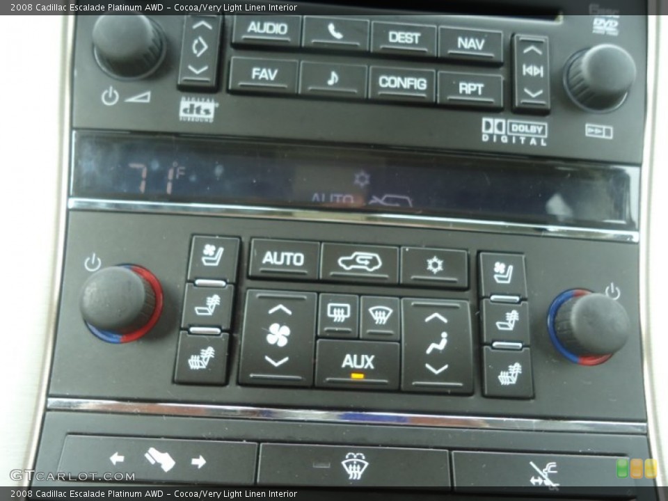 Cocoa/Very Light Linen Interior Controls for the 2008 Cadillac Escalade Platinum AWD #71603133