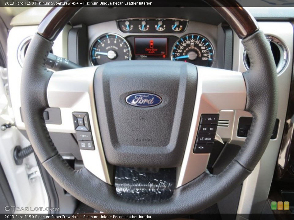 Platinum Unique Pecan Leather Interior Steering Wheel for the 2013 Ford F150 Platinum SuperCrew 4x4 #71611413