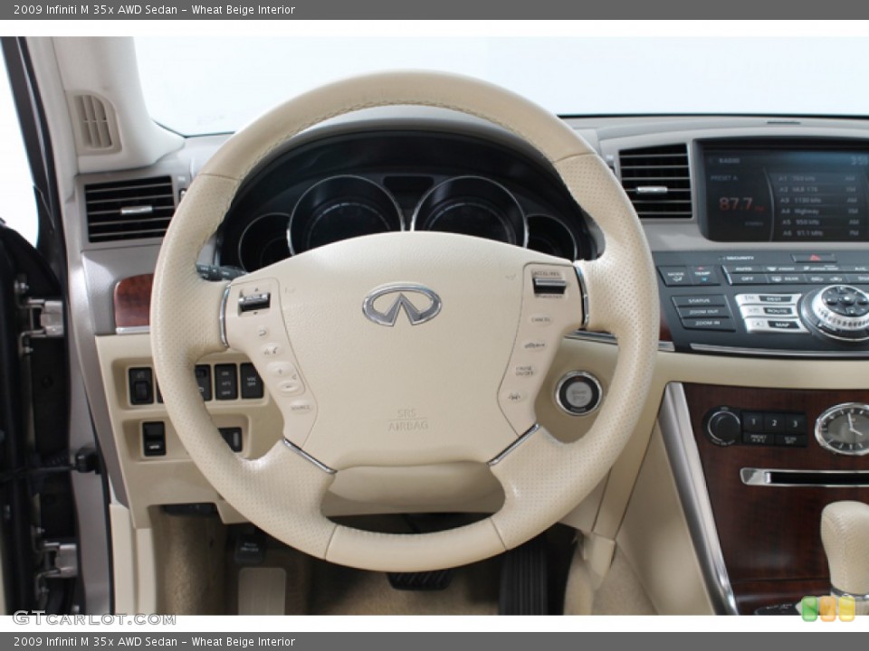 Wheat Beige Interior Steering Wheel for the 2009 Infiniti M 35x AWD Sedan #71665009