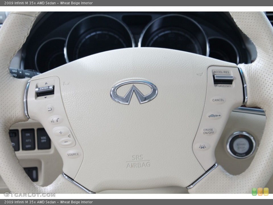Wheat Beige Interior Controls for the 2009 Infiniti M 35x AWD Sedan #71665019