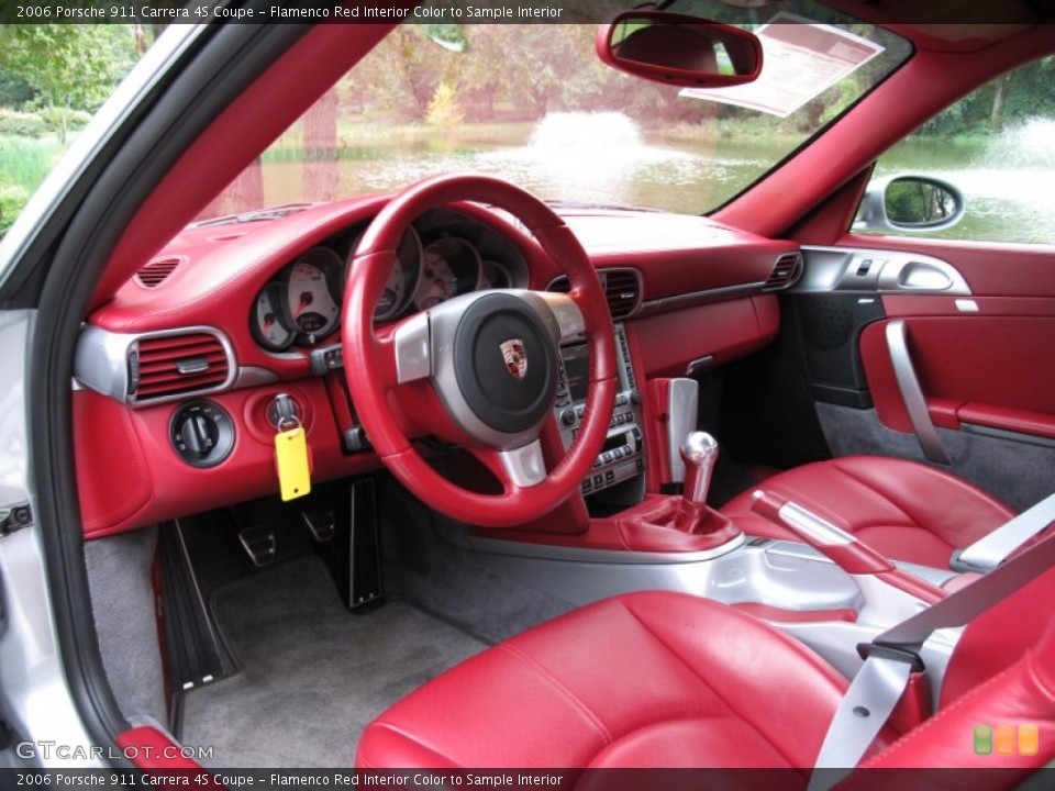 Flamenco Red Interior Color to Sample 2006 Porsche 911 Interiors