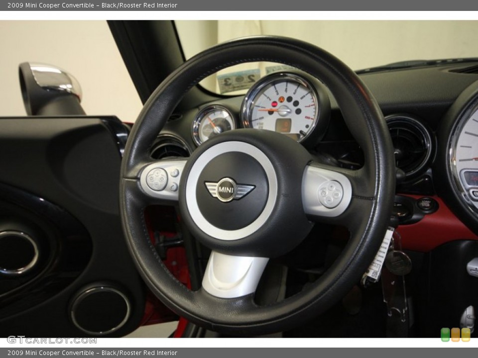 Black/Rooster Red Interior Steering Wheel for the 2009 Mini Cooper Convertible #71690860