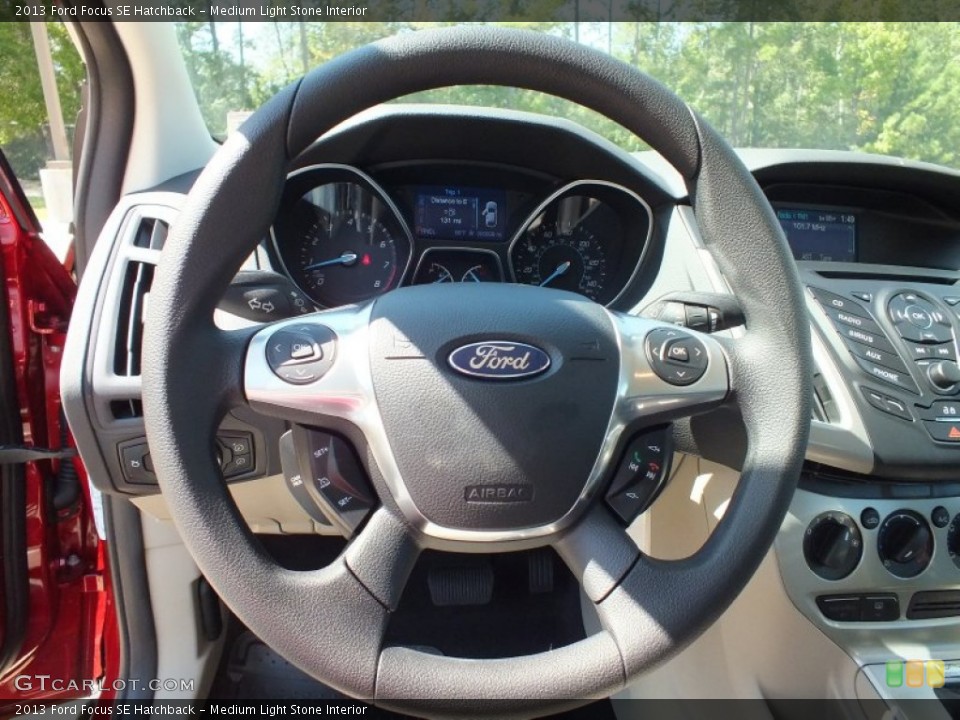 Medium Light Stone Interior Steering Wheel for the 2013 Ford Focus SE Hatchback #71697079