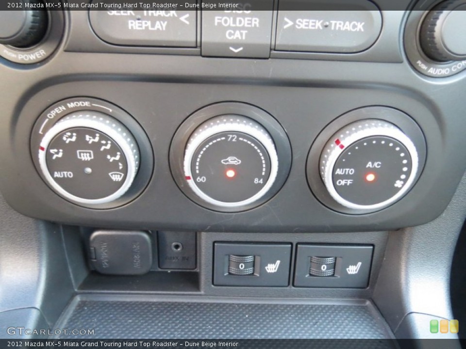 Dune Beige Interior Controls for the 2012 Mazda MX-5 Miata Grand Touring Hard Top Roadster #71717974