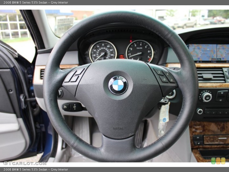 Grey Interior Steering Wheel for the 2008 BMW 5 Series 535i Sedan #71718361