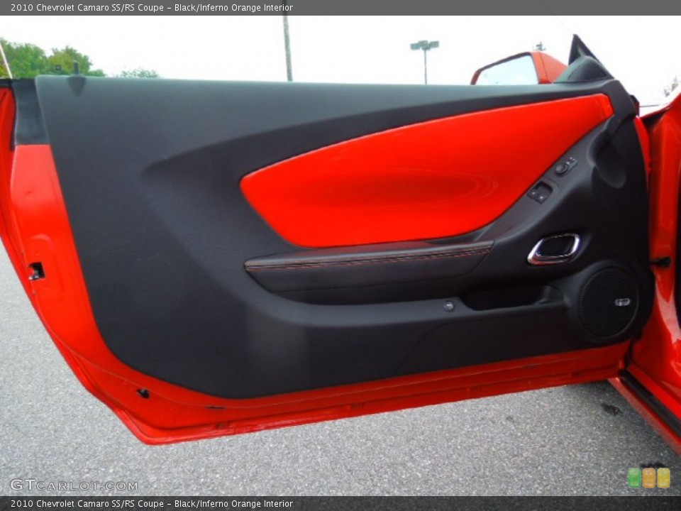 Black/Inferno Orange Interior Door Panel for the 2010 Chevrolet Camaro SS/RS Coupe #71724328