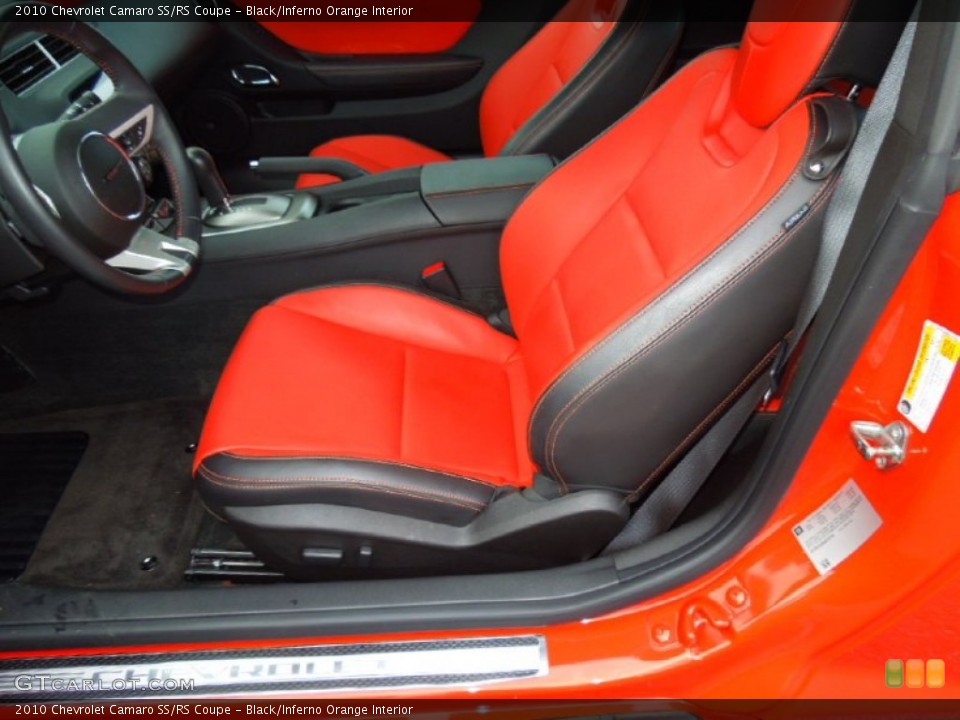 Black/Inferno Orange Interior Front Seat for the 2010 Chevrolet Camaro SS/RS Coupe #71724336