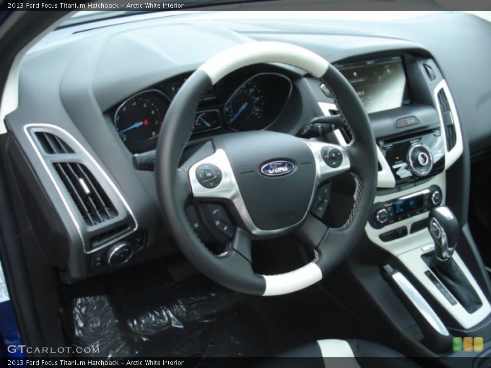Arctic White Interior Steering Wheel for the 2013 Ford Focus Titanium Hatchback #71759049