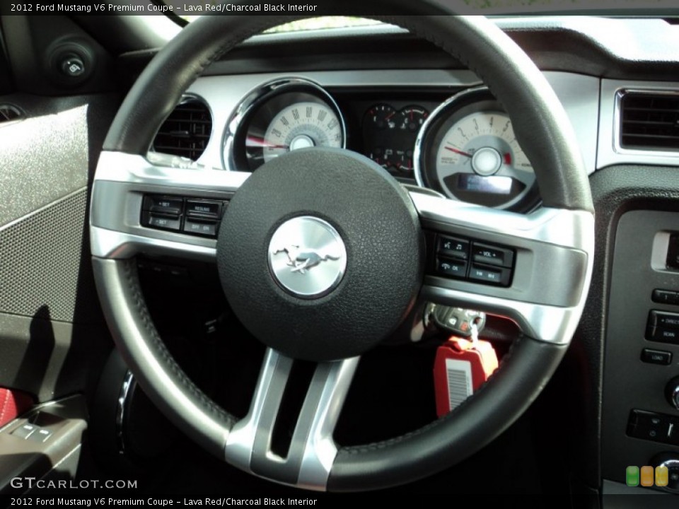 Lava Red/Charcoal Black Interior Steering Wheel for the 2012 Ford Mustang V6 Premium Coupe #71768826
